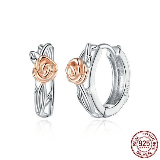 Aretes de Plata Esterlina con Diseño de Viña Rosa - Elegancia Botánica Femenina - Image 6
