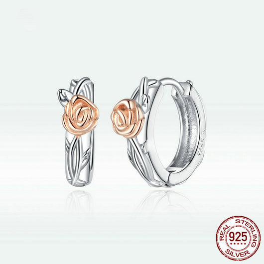 Aretes de Plata Esterlina con Diseño de Viña Rosa - Elegancia Botánica Femenina - Image 10