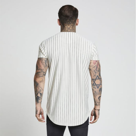 Camiseta Hip Hop con Rayas y Bordados - Jersey de Béisbol - Image 4