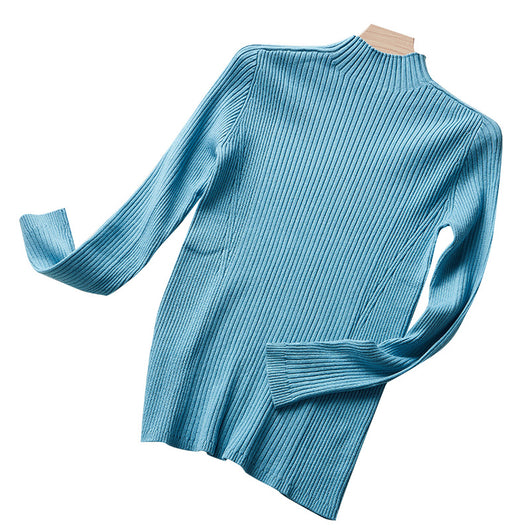 Polera Cuello Alto Mezcla Seda y Cachemira Ajustada para Mujer - Image 9
