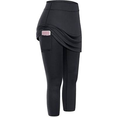 Leggings Capri Deportivos con Falda y Bolsillos para Mujer - Image 6