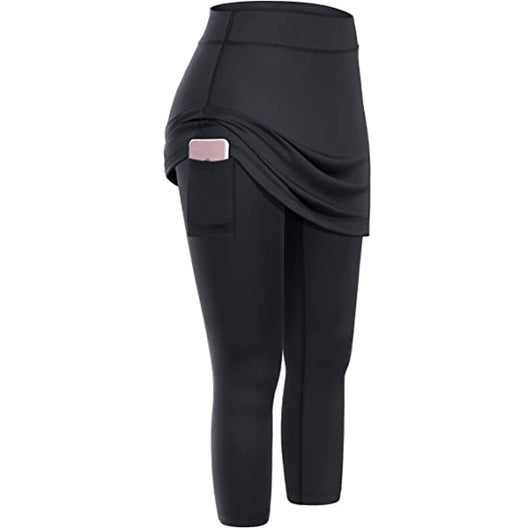 Leggings Capri Deportivos con Falda y Bolsillos para Mujer - Image 6