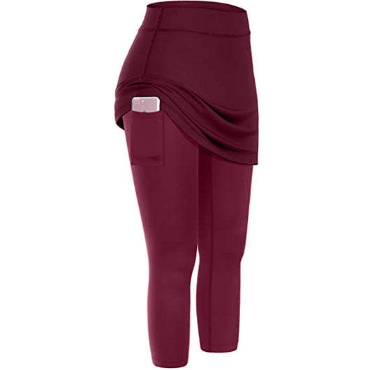 Leggings Capri Deportivos con Falda y Bolsillos para Mujer - Image 10