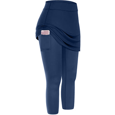 Leggings Capri Deportivos con Falda y Bolsillos para Mujer - Image 8