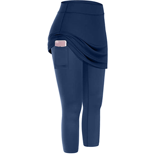 Leggings Capri Deportivos con Falda y Bolsillos para Mujer - Image 8