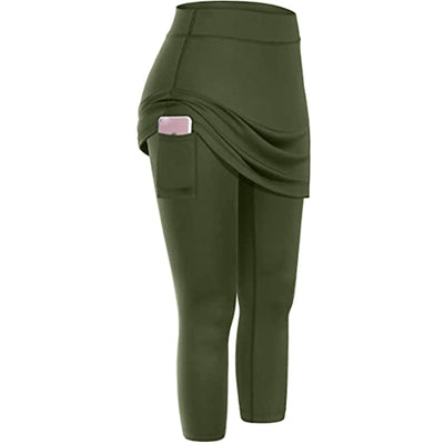 Leggings Capri Deportivos con Falda y Bolsillos para Mujer - Image 7