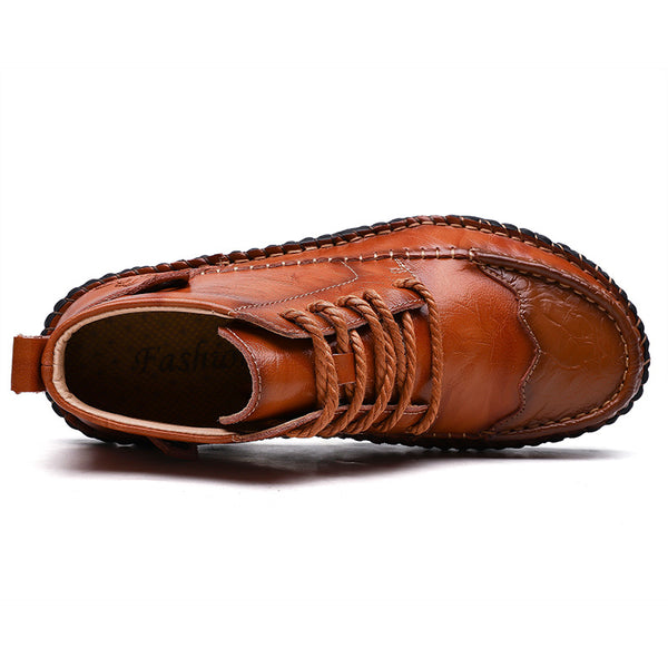Botas Martin de Cuero Genuino Estilo Británico - Zapatos Casuales Invierno Caña Media