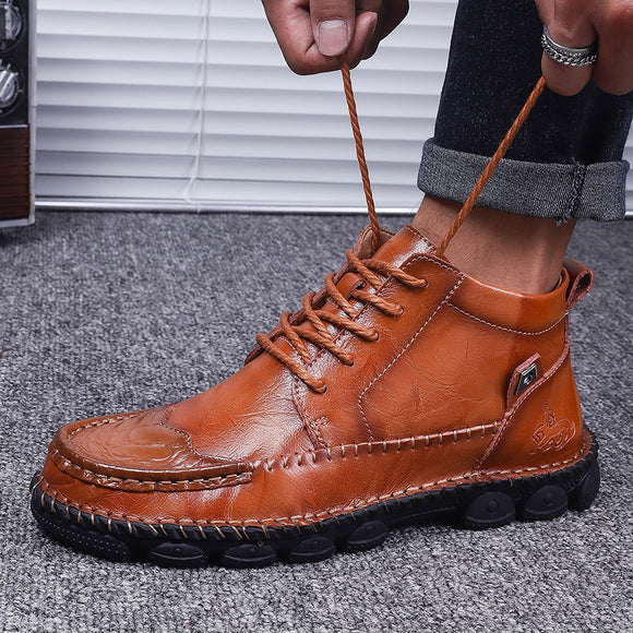 Botas Martin de Cuero Genuino Estilo Británico - Zapatos Casuales Invierno Caña Media