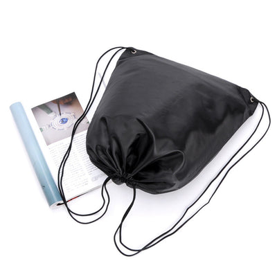 Mochila de Lona con Cordón y Doble Correa - Capacidad Extra Grande en Negro - Image 3