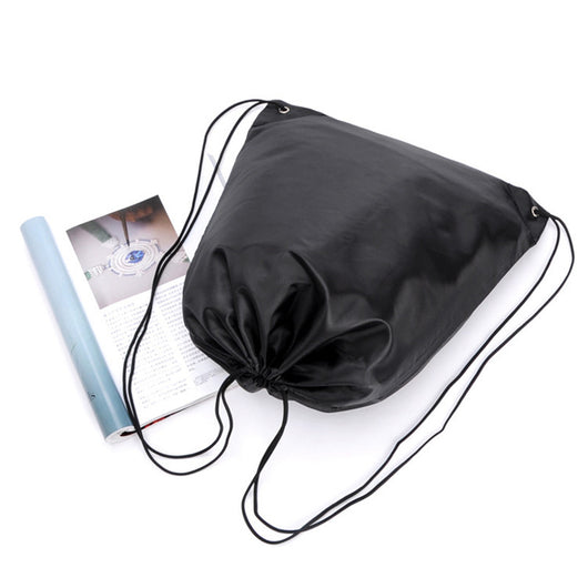 Mochila de Lona con Cordón y Doble Correa - Capacidad Extra Grande en Negro - Image 3