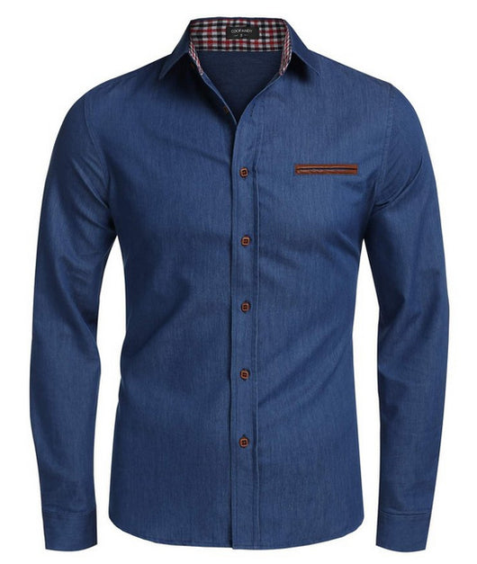 Camisa Casual de Manga Larga en Colores Sólidos para Hombre - Image 4