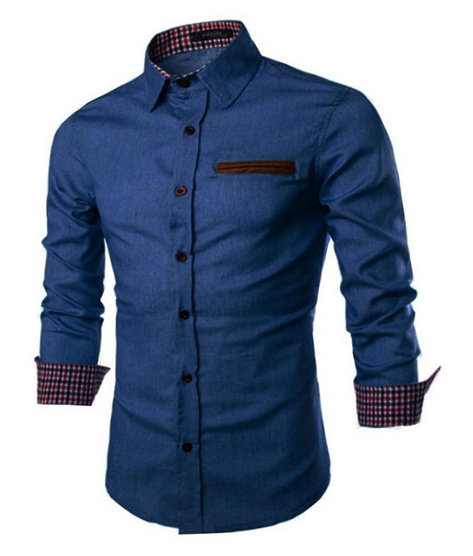 Camisa Casual de Manga Larga en Colores Sólidos para Hombre