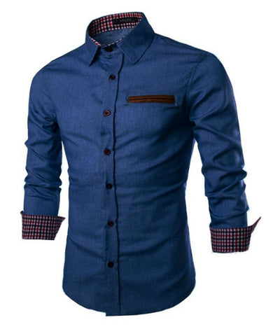 Camisa Casual de Manga Larga en Colores Sólidos para Hombre