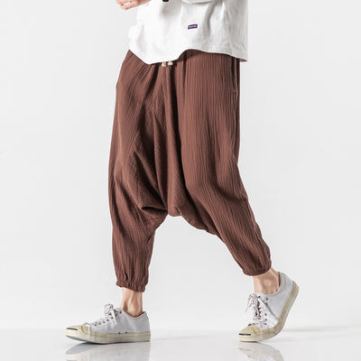 Pantalones Cortos Harem de Algodón y Lino Estilo Asiático para Hombre - Image 3