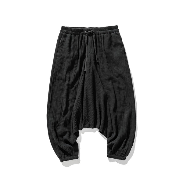 Pantalones Cortos Harem de Algodón y Lino Estilo Asiático para Hombre