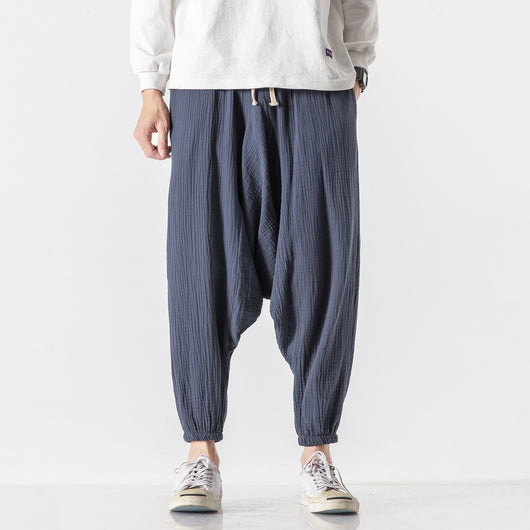 Pantalones Cortos Harem de Algodón y Lino Estilo Asiático para Hombre - Image 6