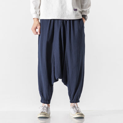 Pantalones Cortos Harem de Algodón y Lino Estilo Asiático para Hombre - Image 9