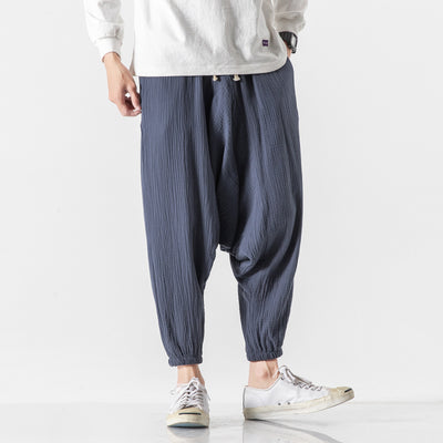 Pantalones Cortos Harem de Algodón y Lino Estilo Asiático para Hombre - Image 2