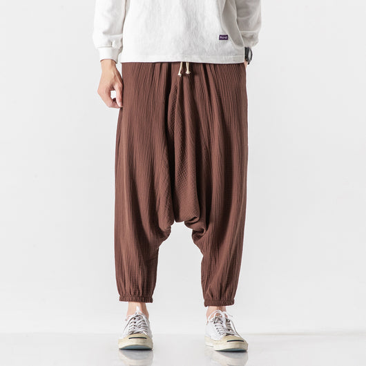 Pantalones Cortos Harem de Algodón y Lino Estilo Asiático para Hombre - Image 10