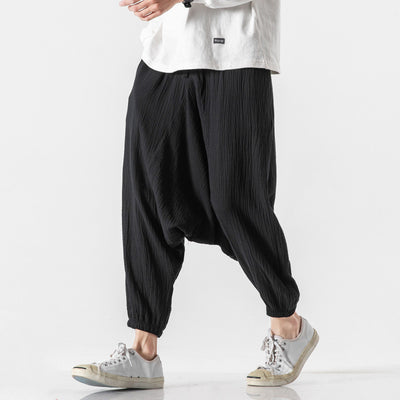 Pantalones Cortos Harem de Algodón y Lino Estilo Asiático para Hombre - Image 4