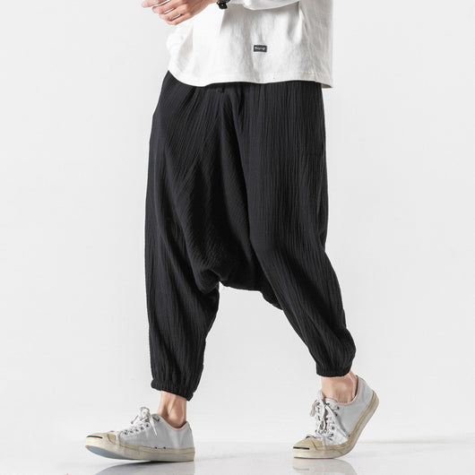 Pantalones Cortos Harem de Algodón y Lino Estilo Asiático para Hombre - Image 4