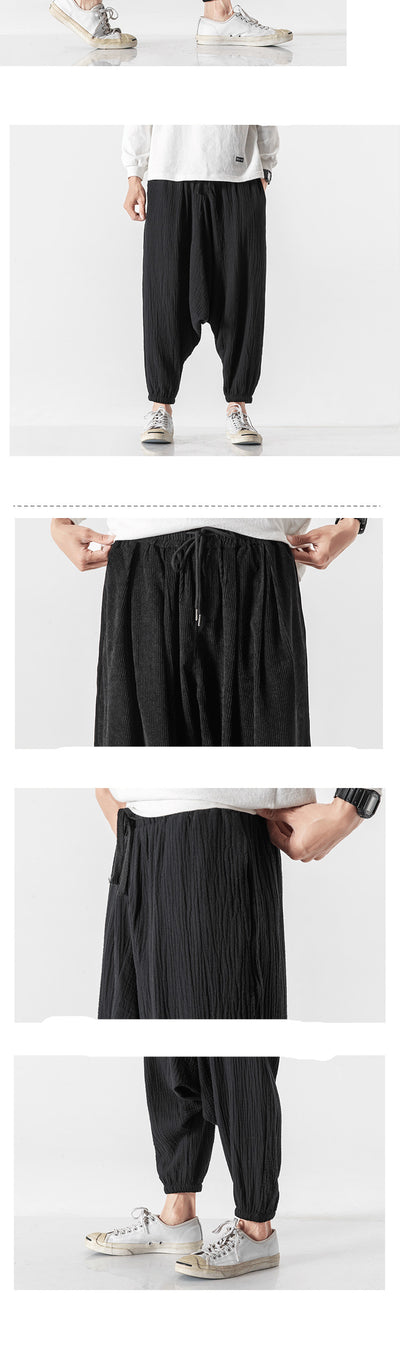 Pantalones Cortos Harem de Algodón y Lino Estilo Asiático para Hombre - Image 7