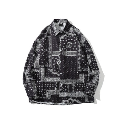 Camisa Vintage Floral Manga Larga Hip Hop Unisex - Image 5
