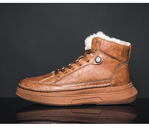 Tenis Altos de Terciopelo para Hombre - Zapatillas Cálidas y Acolchadas Estilo Coreano