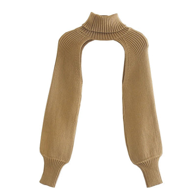 Suéter Otoñal Cuello Alto con Mangas Farol Acanaladas para Mujer - Image 15