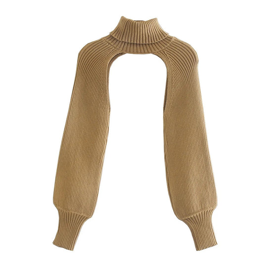 Suéter Otoñal Cuello Alto con Mangas Farol Acanaladas para Mujer - Image 15