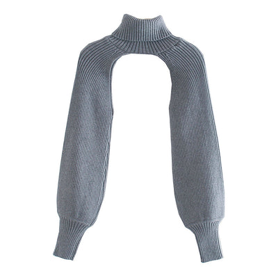 Suéter Otoñal Cuello Alto con Mangas Farol Acanaladas para Mujer - Image 17
