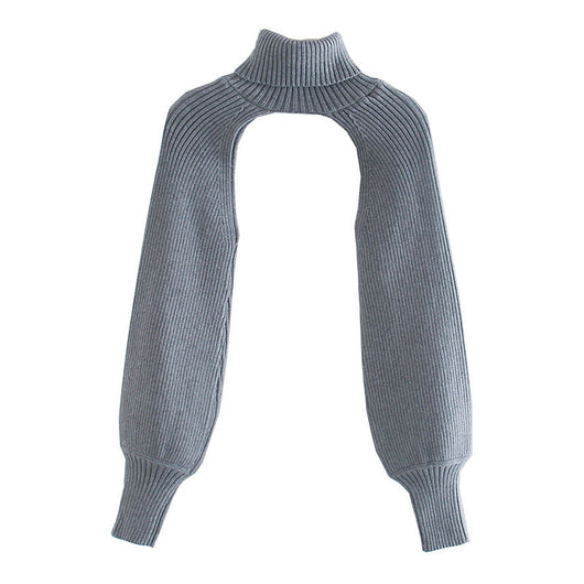 Suéter Otoñal Cuello Alto con Mangas Farol Acanaladas para Mujer - Image 17