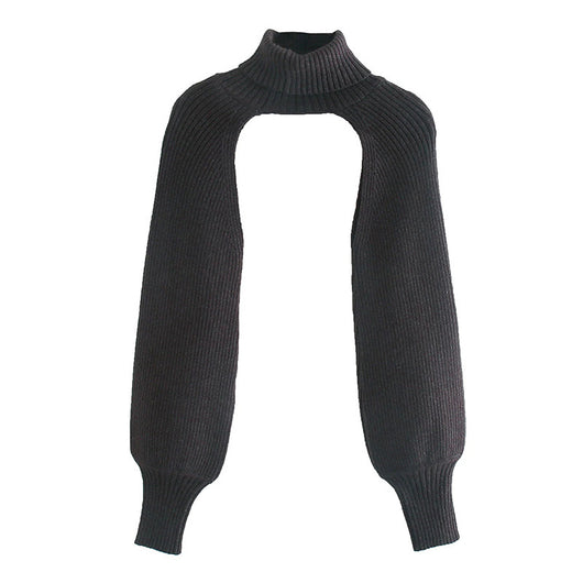 Suéter Otoñal Cuello Alto con Mangas Farol Acanaladas para Mujer - Image 2