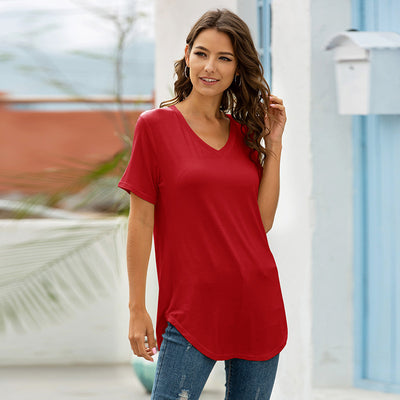 Playera Suelta con Escote V y Mangas Cortas - Diseño Moderno - Image 10