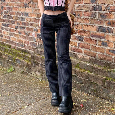 Pantalones Casuales Ajustados a Rayas para Mujer - Image 4