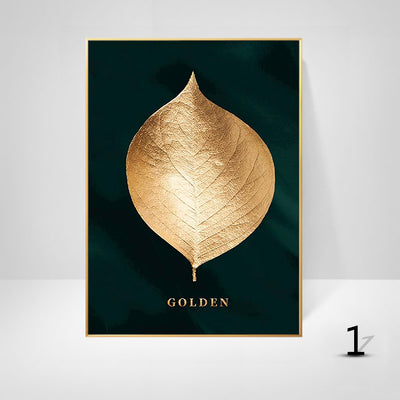 Decoración Moderna en Negro y Oro con Follaje y Letras Nórdicas - Image 2