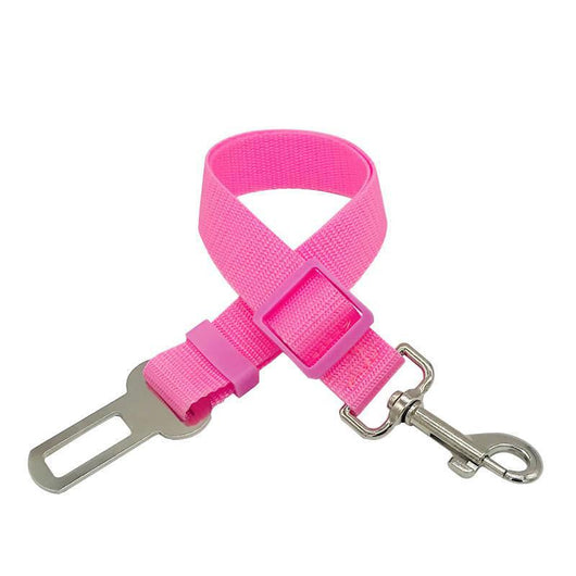 Gray pet car seat belt with a metal seatbelt buckle and a swivel snap hook for securing dogs in vehicles. - Image 3