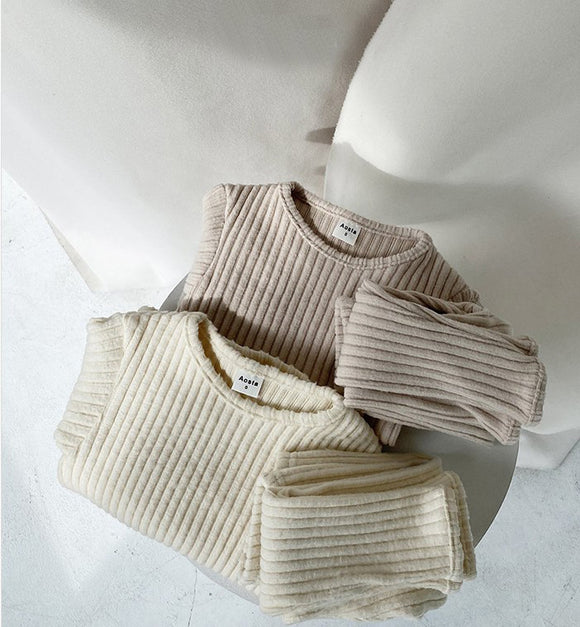 Conjunto de Abrigo Infantil Cálido de Color Liso Combinable