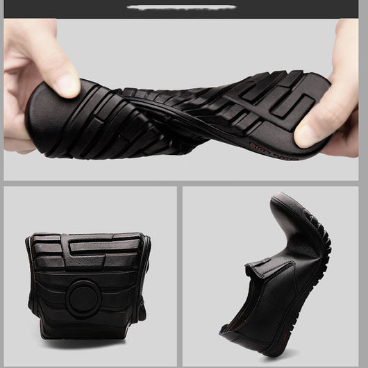 Zapatos Casuales de Cuero Negro Estilo Coreano para Hombre - Image 9