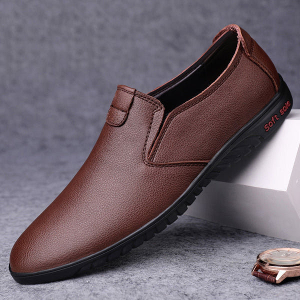 Zapatos Casuales de Cuero Negro Estilo Coreano para Hombre