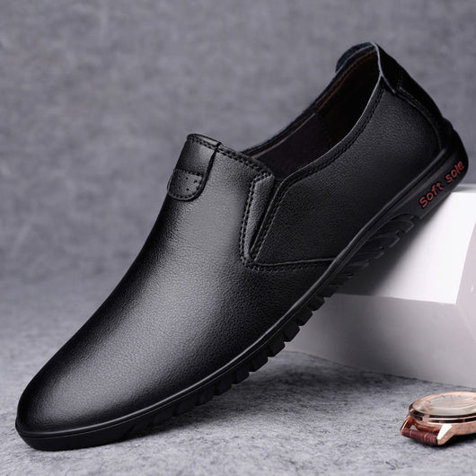 Zapatos Casuales de Cuero Negro Estilo Coreano para Hombre - Image 5
