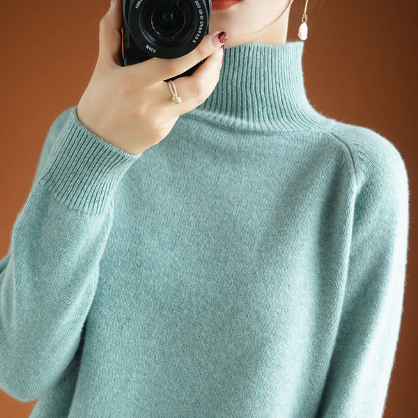 Suéter Cuello Alto Mujer Lana Gruesa Oversize Manga Larga
