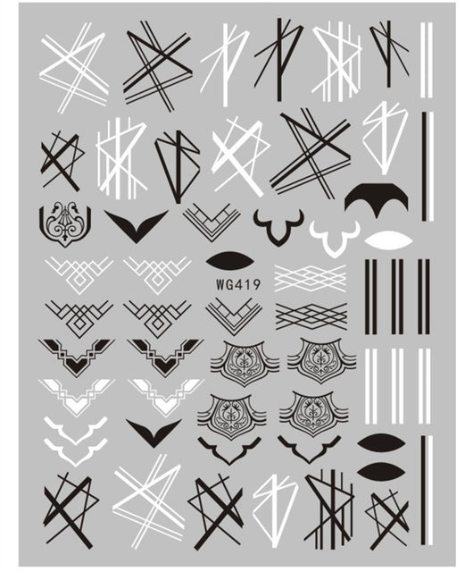 Stickers de Uñas Líneas Minimalistas Blanco y Negro - Image 18