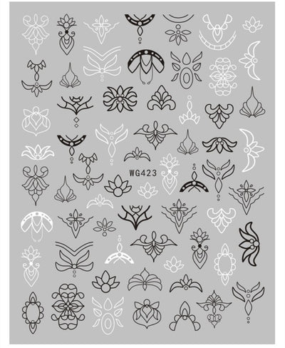 Stickers de Uñas Líneas Minimalistas Blanco y Negro - Image 16