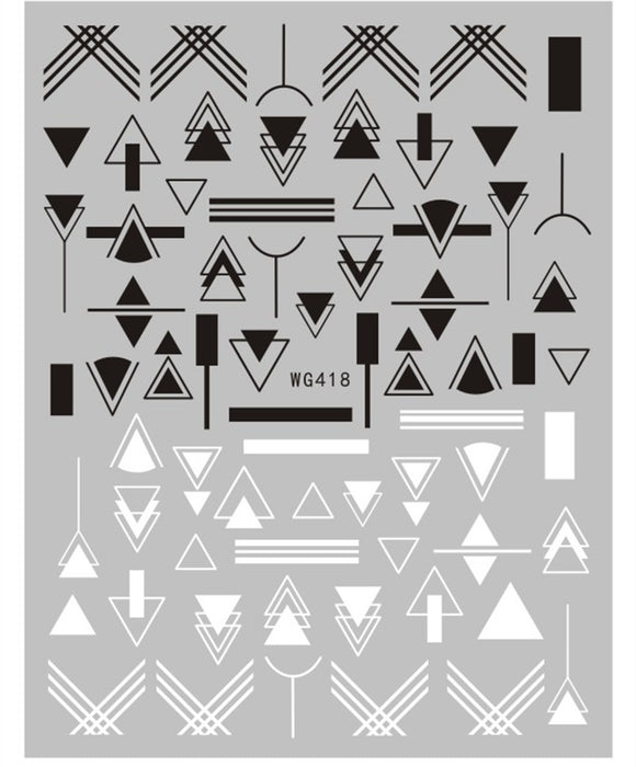 Stickers de Uñas Líneas Minimalistas Blanco y Negro