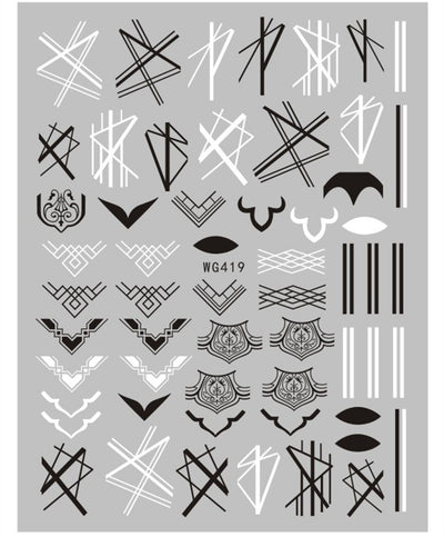Stickers de Uñas Líneas Minimalistas Blanco y Negro - Image 7