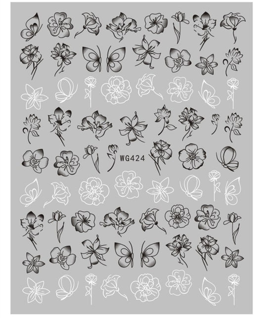 Stickers de Uñas Líneas Minimalistas Blanco y Negro - Image 8