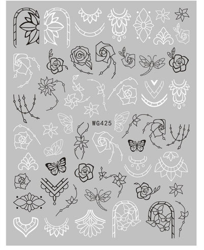 Stickers de Uñas Líneas Minimalistas Blanco y Negro - Image 6