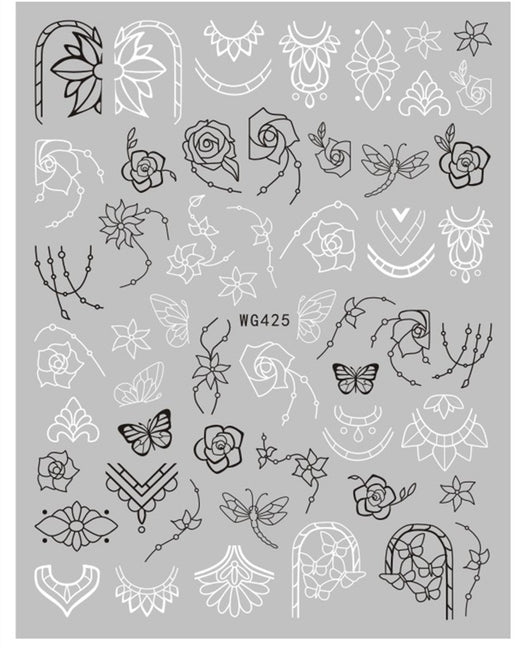 Stickers de Uñas Líneas Minimalistas Blanco y Negro - Image 6