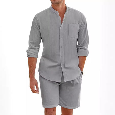 Conjunto de Camisa y Shorts en Algodón Lino para Hombre - Image 4